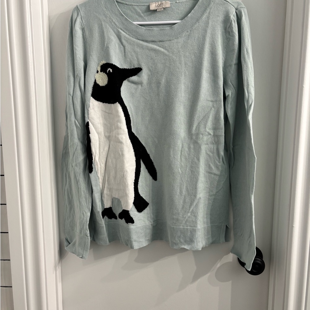 LOFT Outlet Soft Green Penguin Sweater